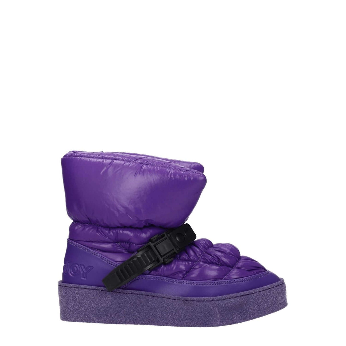 Khrisjoy Purple Polyester Ankle Boots with back logo, suede materials, rubber sole, and mid heels. Casual style with 4 cm heel height.