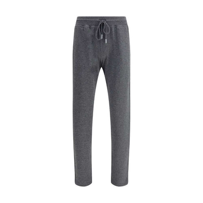 Kiton Gray Cashmere Casual Pants with drawstring waistband, elasticized hem, and side welt pockets, ideal for leisure and elegance.