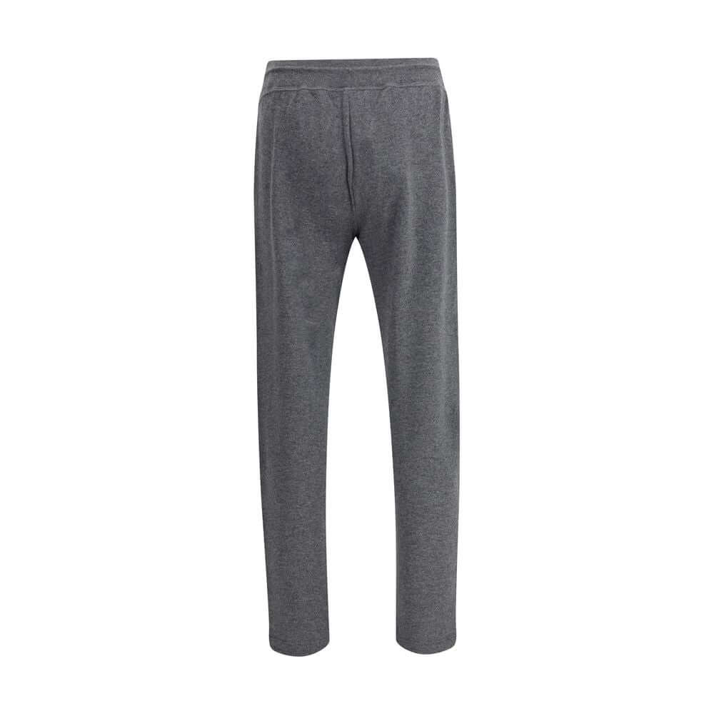 Back view of Kiton Gray Cashmere Casual Pants with elastic waistband, made from 100% cashmere for luxurious comfort and style.