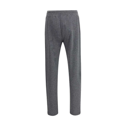 Back view of Kiton Gray Cashmere Casual Pants with elastic waistband, made from 100% cashmere for luxurious comfort and style.