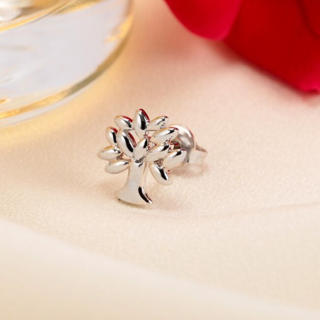 Silver tree-shaped earring from LA PETITE STORY JEWELRY Mod. LPS02ARQ09 on a soft surface