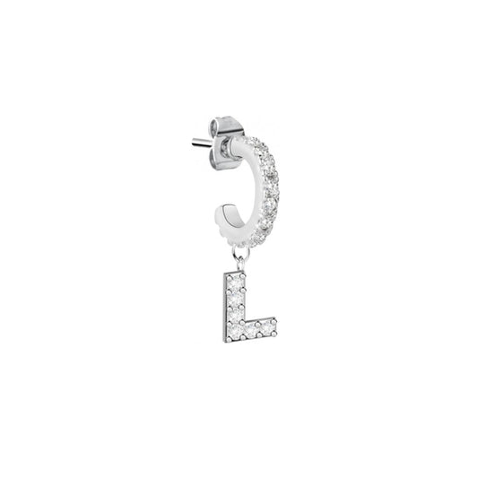LA PETITE STORY JEWELRY Mod. LPS02ARQ63 silver earring with crystal studded letter L charm, stylish and elegant design