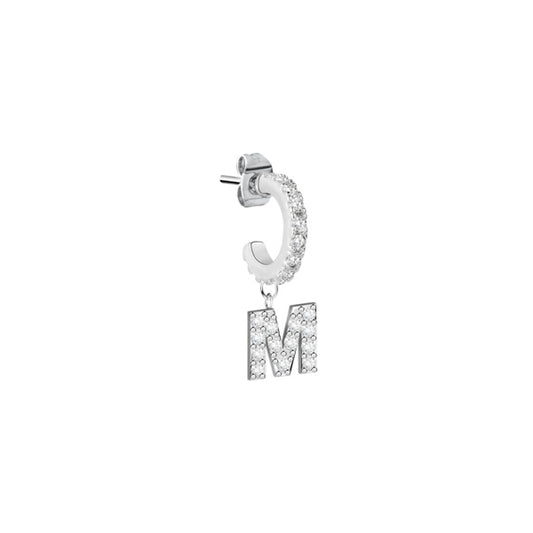 LA PETITE STORY JEWELRY Mod. LPS02ARQ65 silver earring with letter M charm and rhinestone details