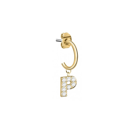 LA PETITE STORY JEWELRY Mod. LPS02ARQ72 gold hoop earring with crystal letter P charm