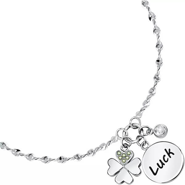 Sterling silver bracelet with charms including "Luck" disc by LA PETITE STORY JEWELRY Mod. LPS05ARR62, elegant design.