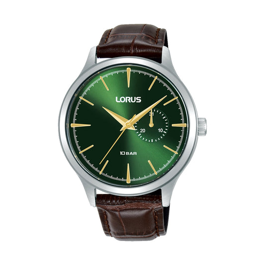 LORUS WATCHES Mod. R5B09AX9 with green dial and brown leather strap