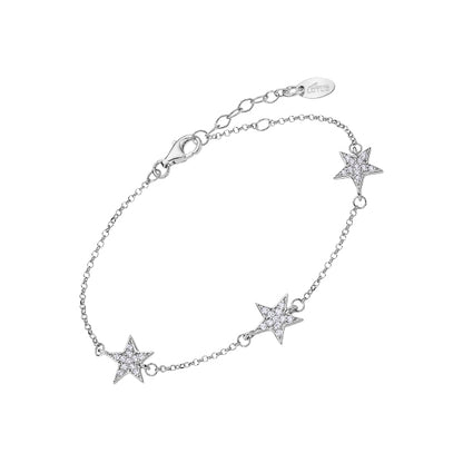 LOTUS JEWELS JEWELRY Mod. LP1989-1/1 silver star bracelet with adjustable clasp on a white background.