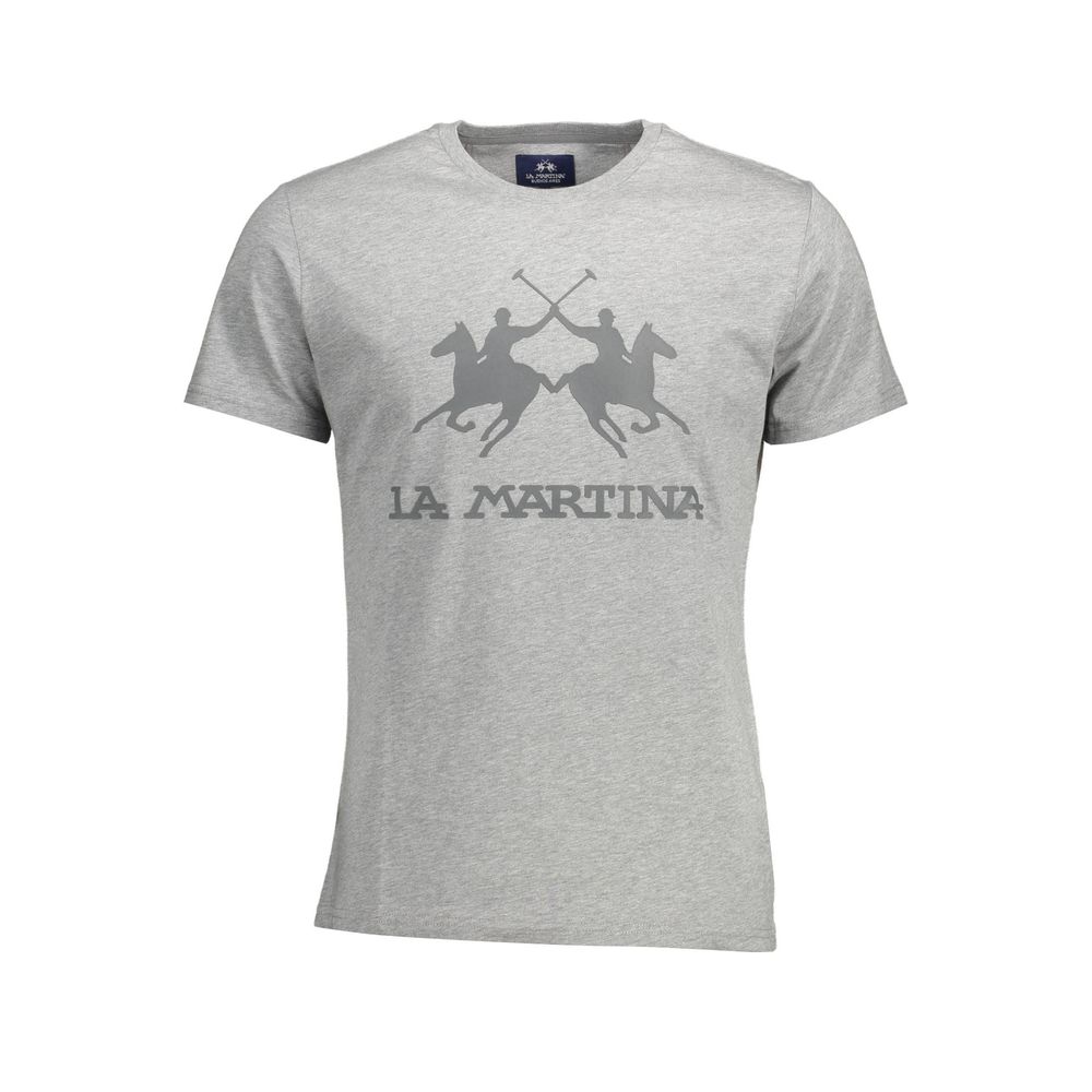 La Martina Brown Cotton Men T-Shirt with logo and print, classic crew neck, regular fit, urban style for modern connoisseurs.