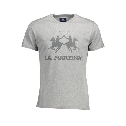 La Martina Brown Cotton Men T-Shirt with logo and print, classic crew neck, regular fit, urban style for modern connoisseurs.