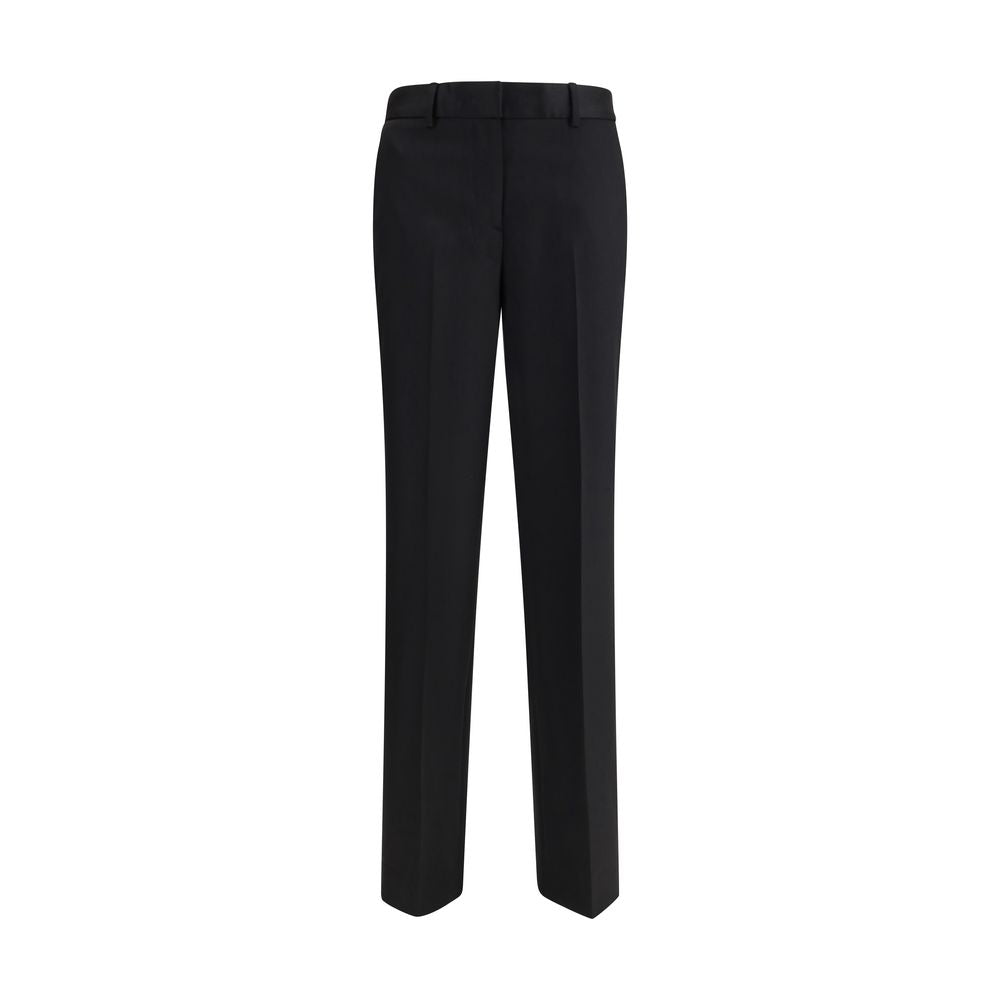Lardini Black Wool Dress Pants with straight silhouette, zipper closure, and welt pockets for a refined look.