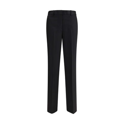 Lardini Black Wool Dress Pants with straight silhouette, zipper closure, and welt pockets for a refined look.