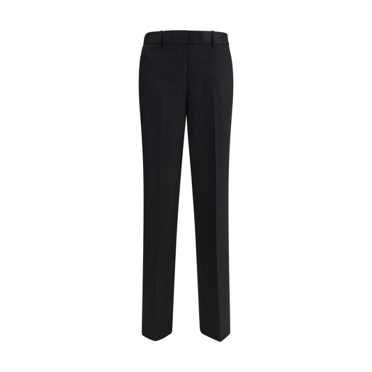 Lardini Black Wool Dress Pants with straight silhouette, zipper closure, and welt pockets for a refined look.