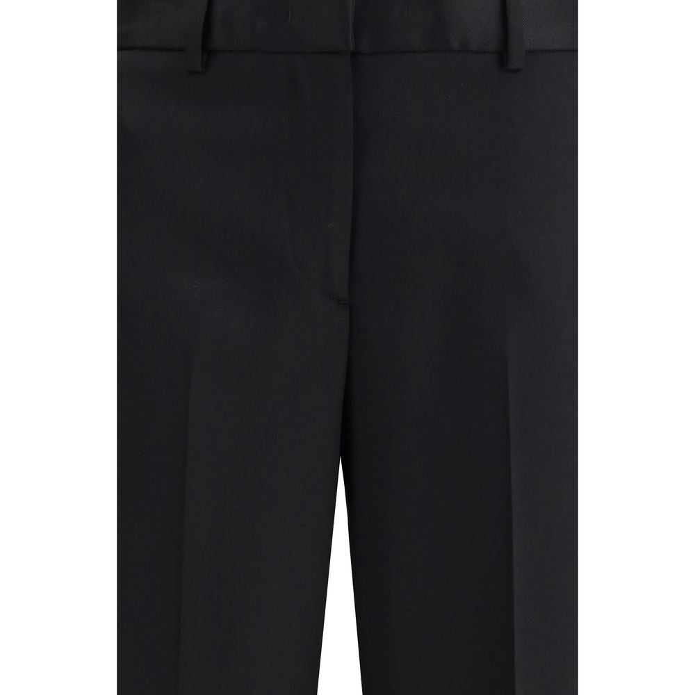 Lardini Black Wool Dress Pants with straight fit, showcasing elegant style with belt loops and welt pockets for a refined appearance.