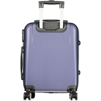 Laura Biagiotti Blue Polyethylene Luggage And Travel - small trolley with 1 handle, 4 wheels, zipper closure, and combination padlock.