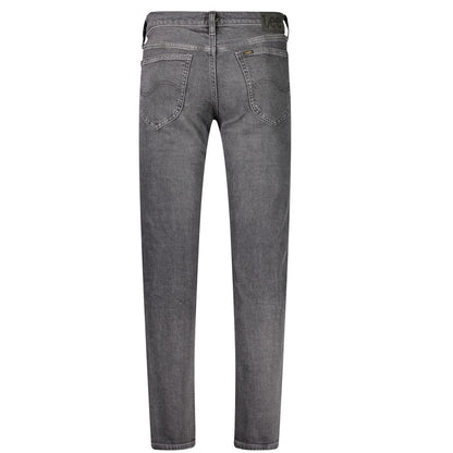 Lee Black Cotton Men Jeans - rear view of 5 pocket straight fit jeans with classic button and zip, perfect for everyday sophistication.