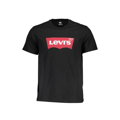 Levi's Black Cotton Men T-Shirt with iconic print and crew neck featuring Levi's signature logo for casual style.