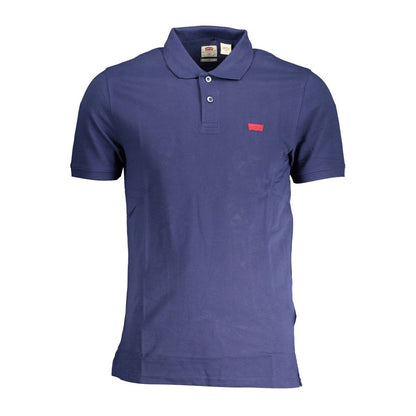 Levi's Blue Cotton Men Polo Shirt with logo and two-button placket, showcasing timeless casual style.