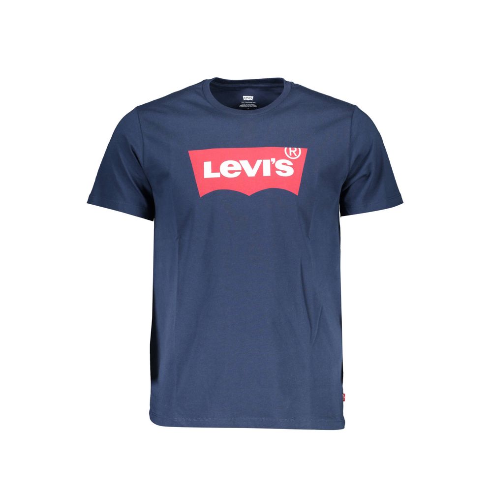 Levi's Blue Cotton Men T-Shirt with iconic logo, short sleeves, pure cotton, casual sophistication.