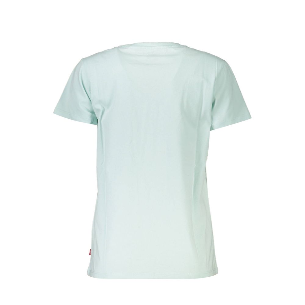 Back view of Levi's Blue Cotton Women T-Shirt showcasing the soft texture and classic short sleeve design.