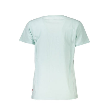 Back view of Levi's Blue Cotton Women T-Shirt showcasing the soft texture and classic short sleeve design.