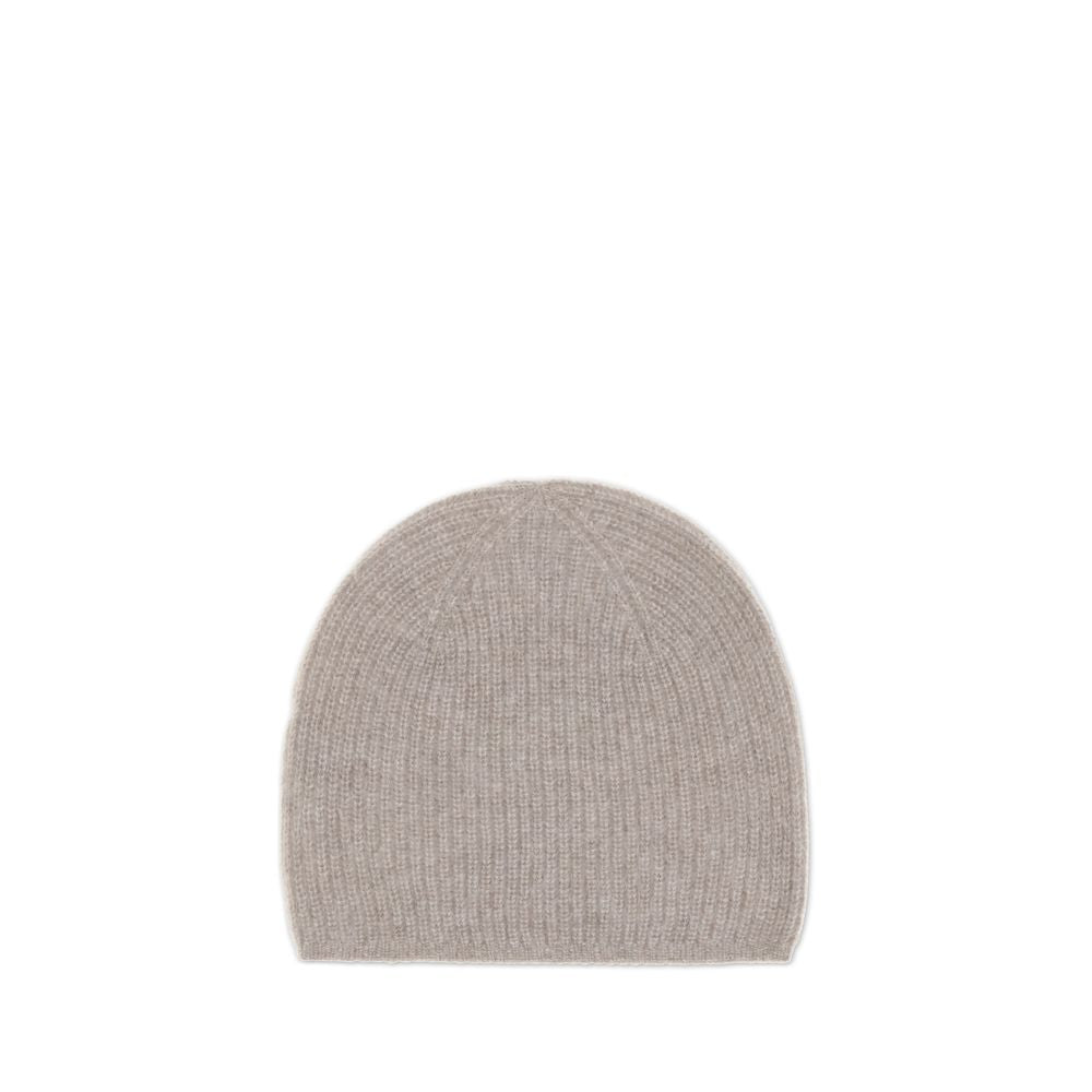 Loulou De Saison Beige Cashmere Beanie - Flyn beanie, pure cashmere, ribbed texture, elegant accessory for warmth and style.
