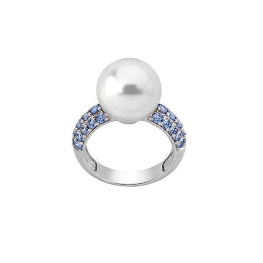 MAJORICA JEWELRY Mod. 15598.01.2.915.010.1 silver ring with pearl and blue stones