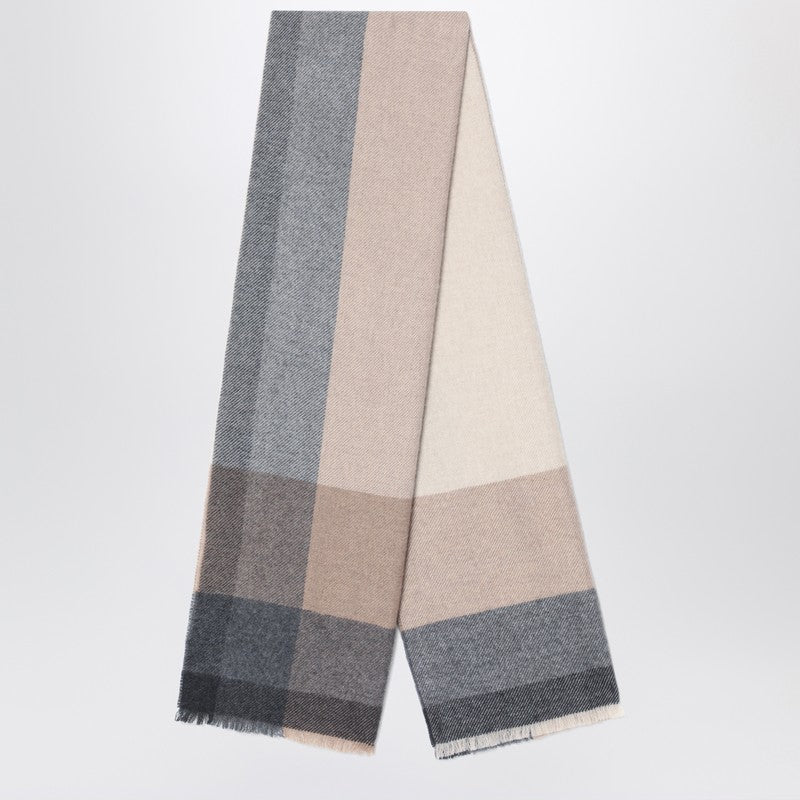 Brunello Cucinelli Colour-block Scarf in Wool and Cashmere