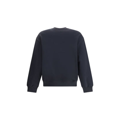 Back view of Maison Kitsuné Black Cotton Sweatshirt with long sleeves and ribbed cuffs, showcasing simple and refined design.