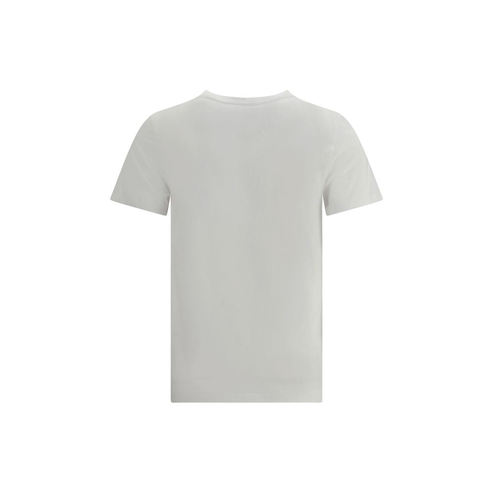 Maison Kitsuné White Cotton T-Shirt featuring embroidered fox logo, ribbed crew neck, perfect for casual yet polished looks, AW25 collection.