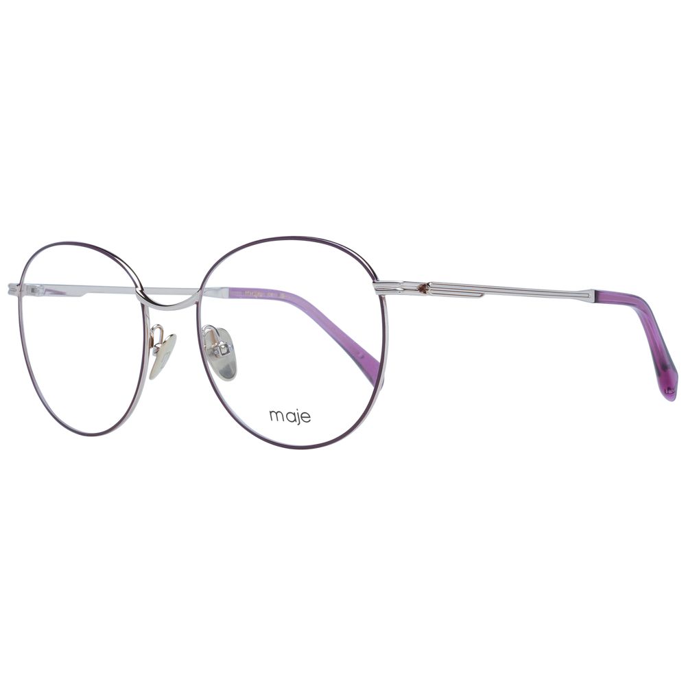 Maje Purple Women Glasses Frame with full-rim round design, made of metal with demo plastic lenses, size 55-19-140.