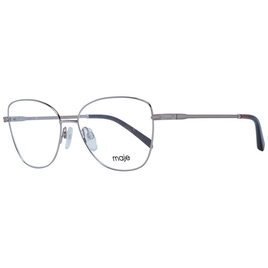 Maje Silver Women Glasses Frame with square stainless steel full-rim design, demo lenses, and 135mm temples. Includes branded case.