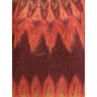 Close-up of the Fair Isle pattern on Marant Etoile Blue Wool Sweatshirt, featuring a soft mohair blend with Nordic-inspired design.