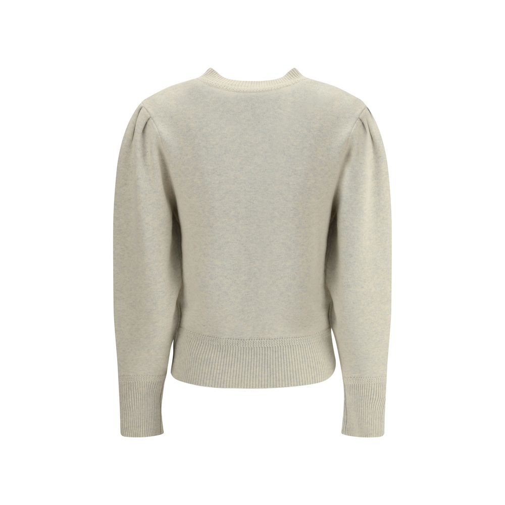 Back view of the Marant Etoile Cream Cotton Sweatshirt with pleated shoulders and ribbed trims.