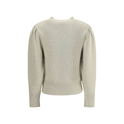 Back view of the Marant Etoile Cream Cotton Sweatshirt with pleated shoulders and ribbed trims.