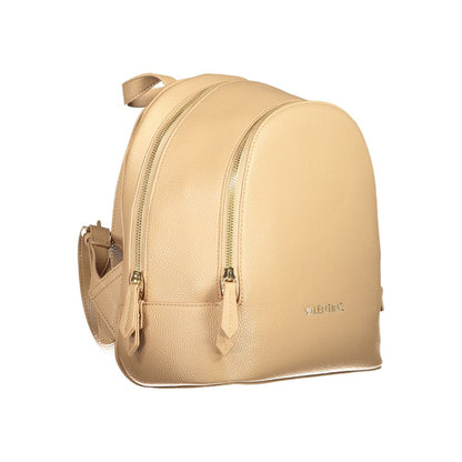 Mario Valentino Beige Polyethylene Backpack with adjustable straps, external pocket, two internal pockets, and zip closure