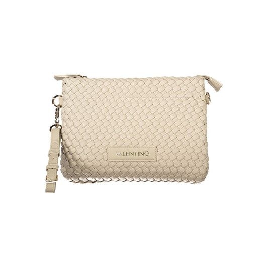 Mario Valentino Beige Polyethylene Women Handbag with adjustable strap and textured design, perfect for stylish organization.