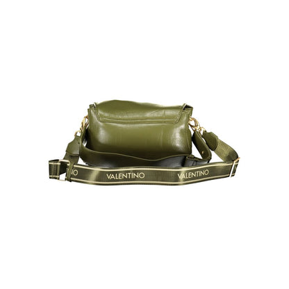Mario Valentino Green Polyethylene Handbag with logo, removable handle, adjustable strap, multiple compartments, and zip closure.
