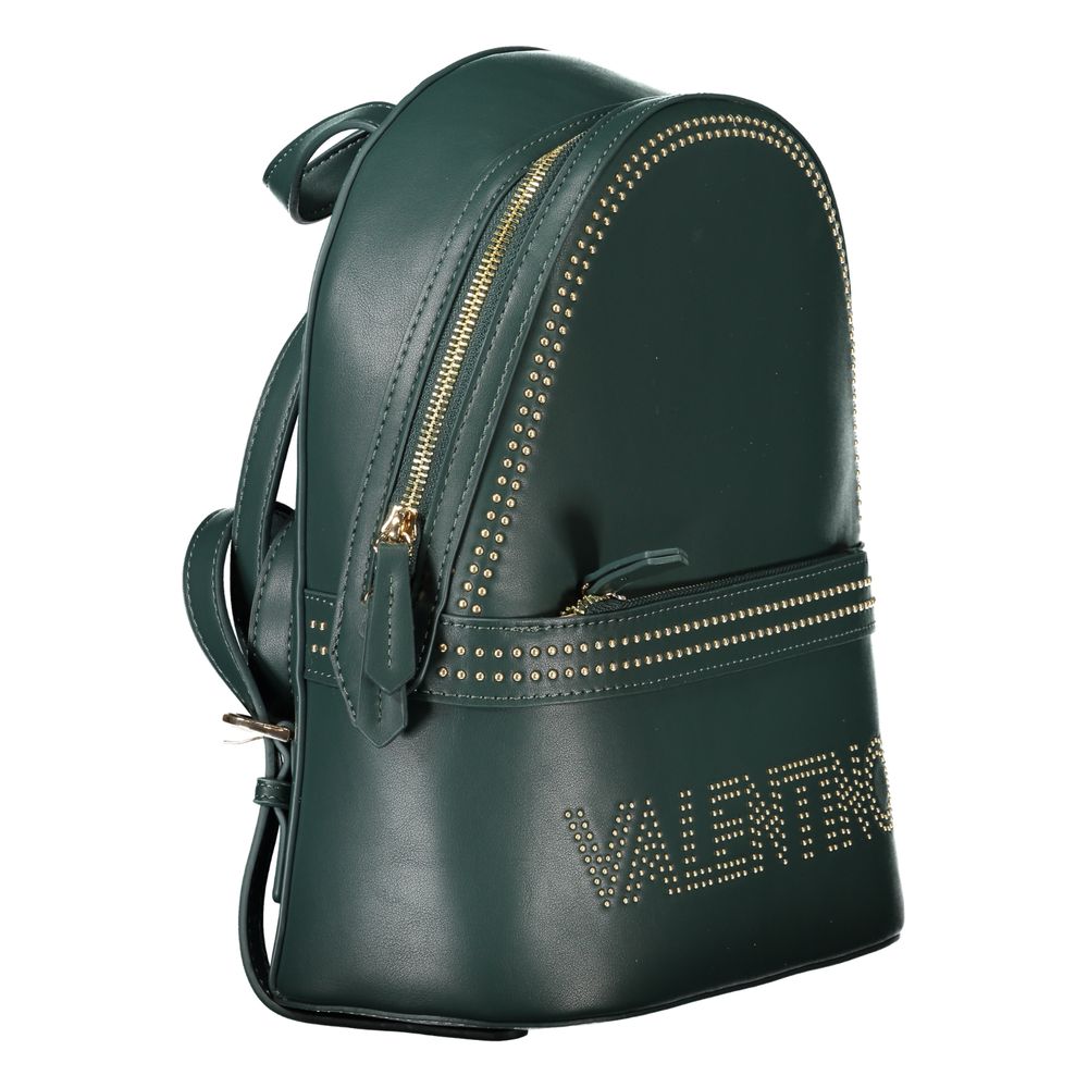 Mario Valentino Green Polyethylene Women Backpack with studded design and gold zippers for eco-friendly style and functionality