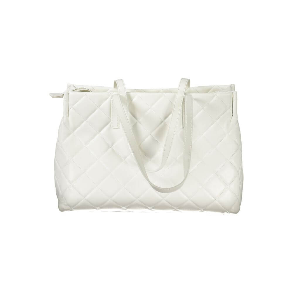 Mario Valentino White Polyethylene Handbag with two handles, laptop compartment, central pocket, contrasting details, and logo