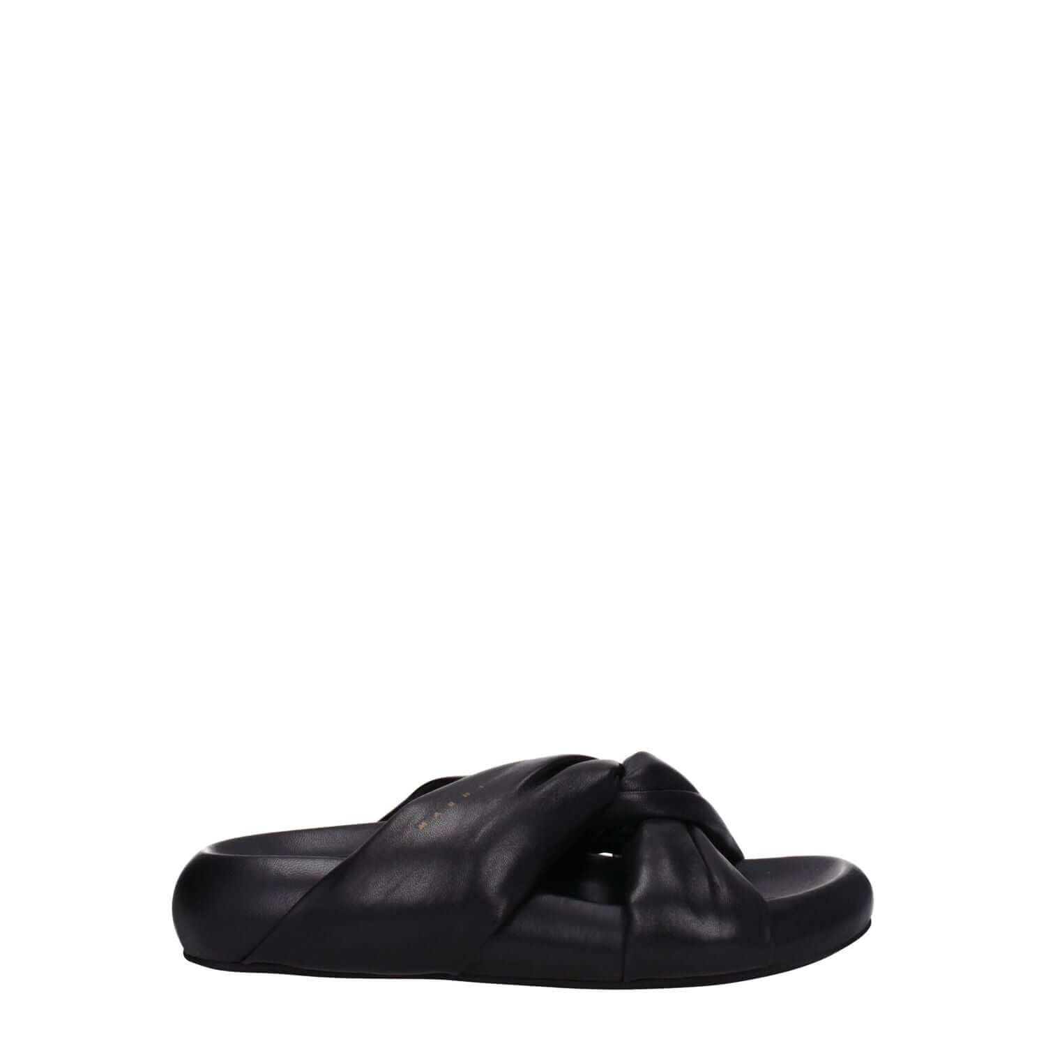 Marni Black Leather Slippers