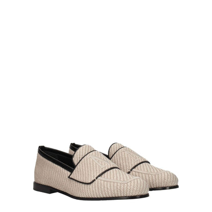 Max Mara Beige Fabric Slip-On Loafers
