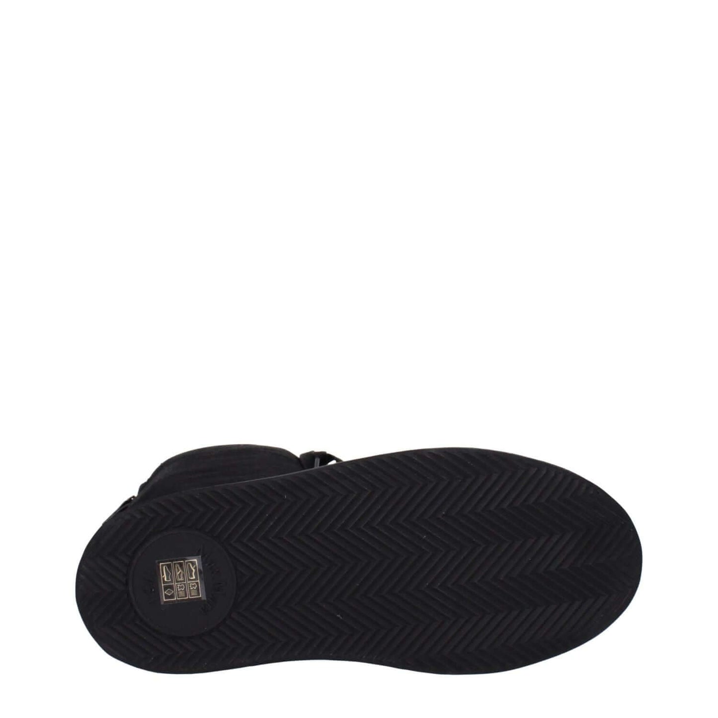 Max Mara Black Fabric Lace-Up Boots with rubber sole showcasing durable grip and round toe design, featuring a wedge heel for casual style.