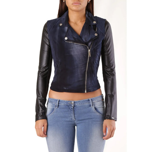 Met Blue Cotton Biker Jacket