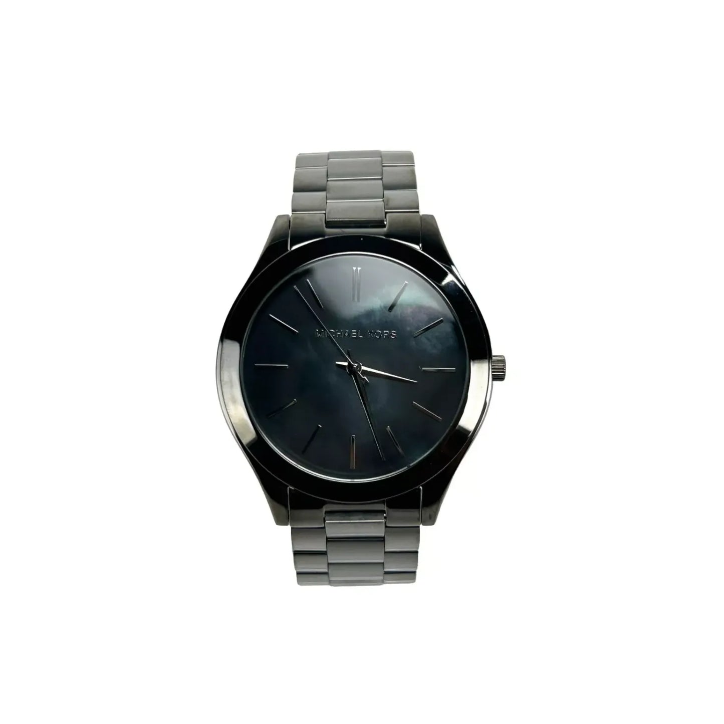 Michael Kors Slim Runway Gun Metal Stainless Steel Watch MK3413 NO BOX, featuring minimalistic design and water resistance up to 50m.