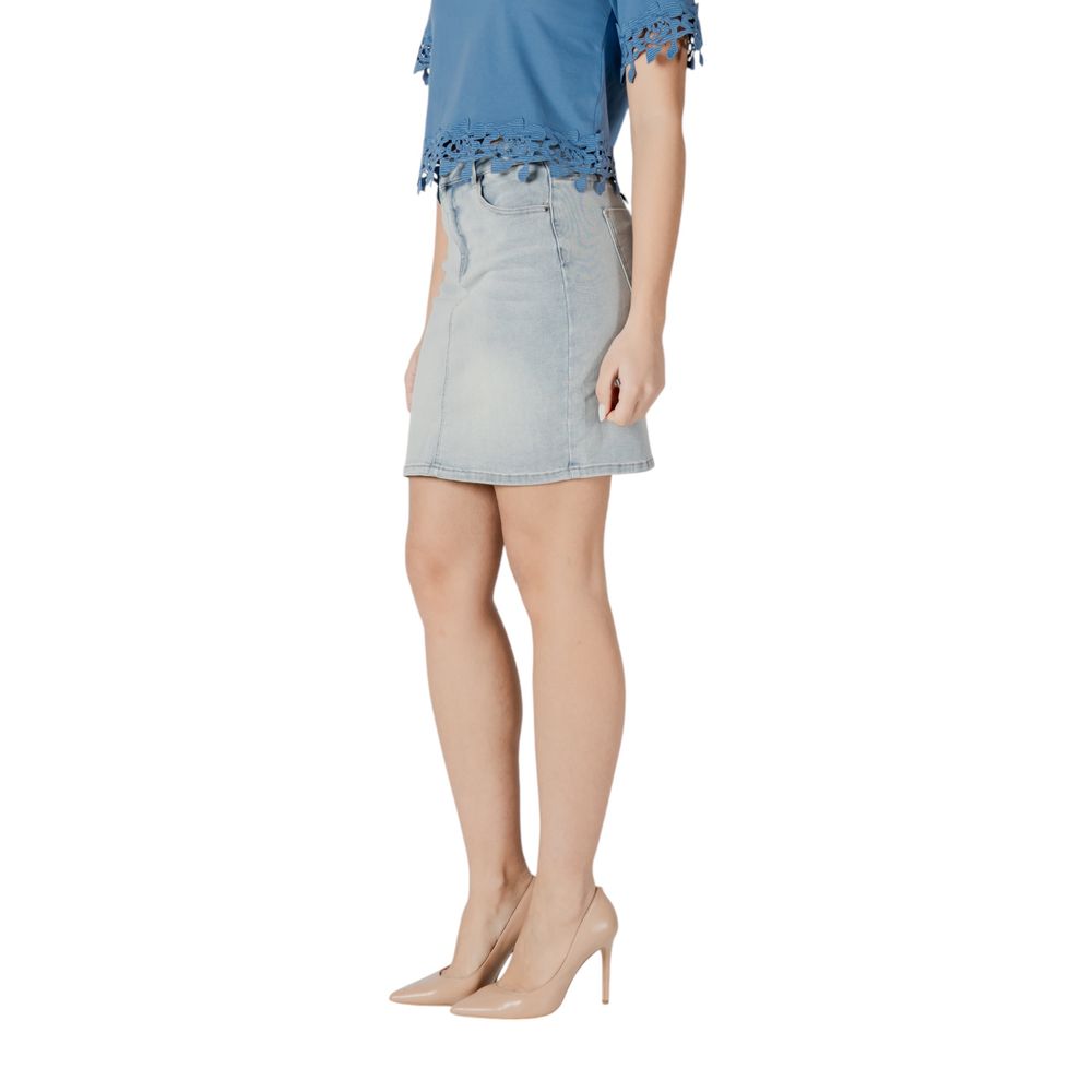 Morgan De Toi Blue Cotton Mini Skirt