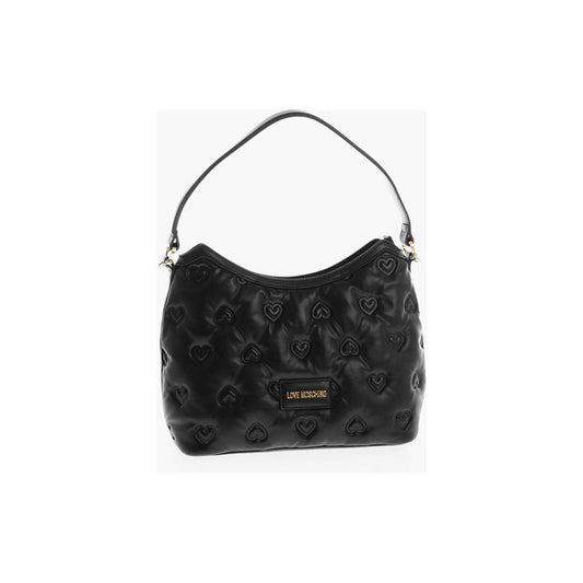 Moschino LOVE Embossed Hearts All Over Faux Leather Hobo Bag