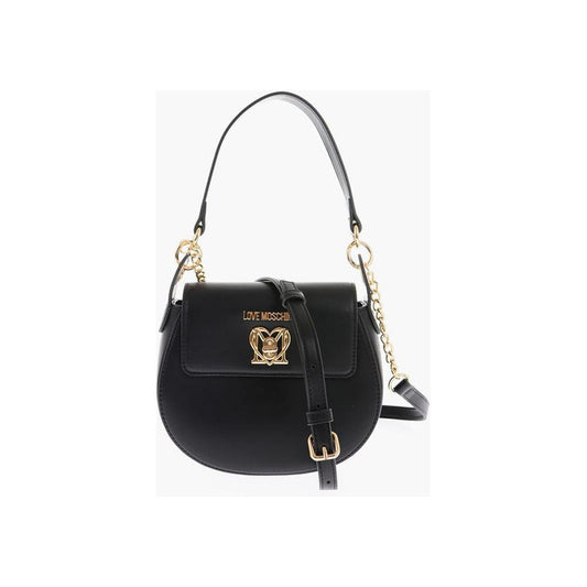 Moschino LOVE Faux Leather Mini Saddle Bag with Golden Closure Turn L