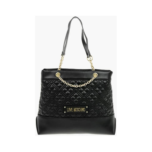 Moschino LOVE Faux Leather Quilted Shoulder Bag with Monogram