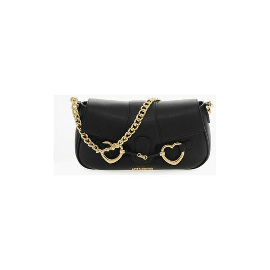 Moschino LOVE Faux Leather Shoulder Bag with Golden Chain