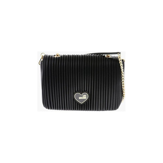 Moschino LOVE Faux Leather Shoulder Bag with Golden Chain